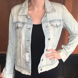 Just USA distressed light sand washed denim jacket